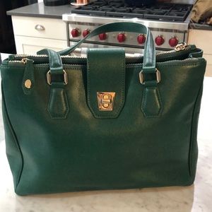 Vintage green leather Cromia Italian satchel